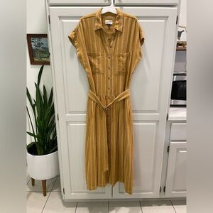 Striped Mustard Shirt Dress